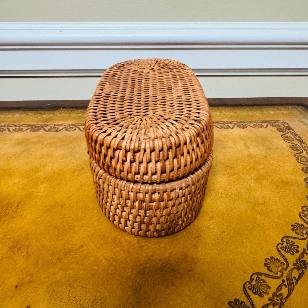 Coil Wicker Boho Baskets Set of 3 Storage Organize Handwoven Hanging Purse